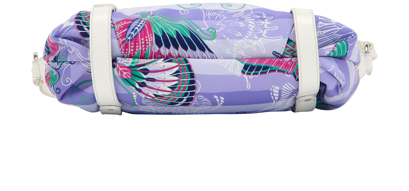 Butterly Printed Shoulder Bag, &pound;195, Handbags, Purple/White, Canvas, Top view